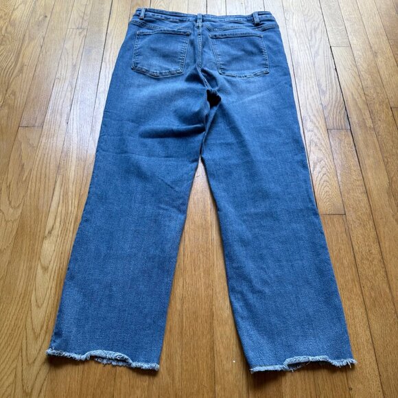 Soft Surroundings Size 14 Women’s Blue Distressed Hem Straight Leg Jeans - Picture 4 of 11